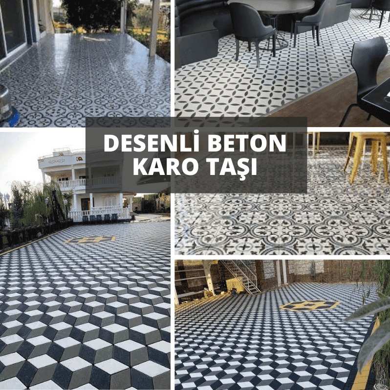 Desenli Beton Karo Taşı
