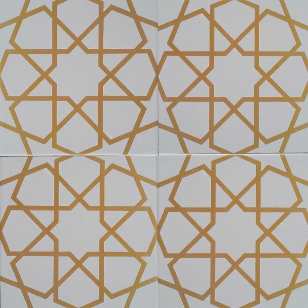 20x20 DS 89  Mat Beyaz Sarı - Kütahya Cami Çinisi