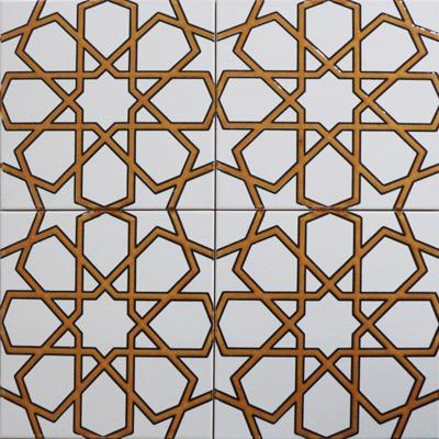 20x20 DS 89 Sarı - Türkmen Yıldızı Çini Seramik Cami Çinisi
