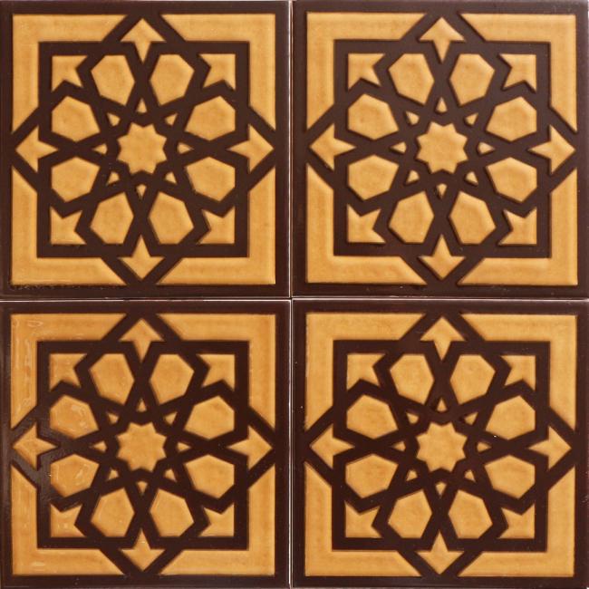 20x20 DS 101 Kahve - Selçuklu Yıldızı Çini Seramik Cami Çinisi