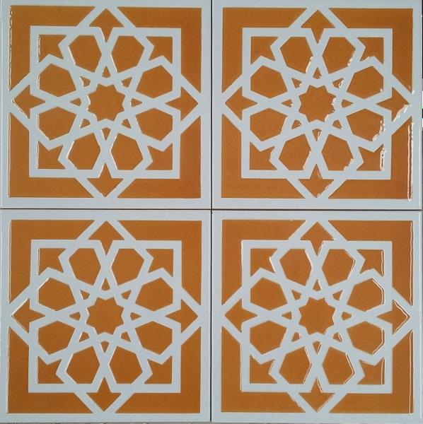 20x20 DS 101 sarı - Selçuklu Yıldızı Çini Ahşap Renkli Çini