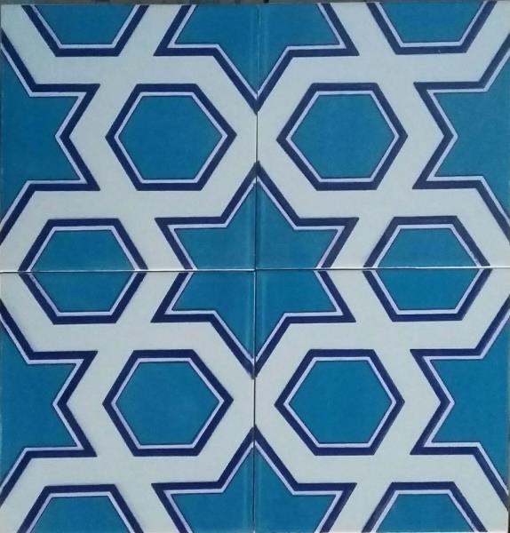 20x20 DS 103 - Mavi Beyaz Yıldız Çini Kütahya Çini Karo