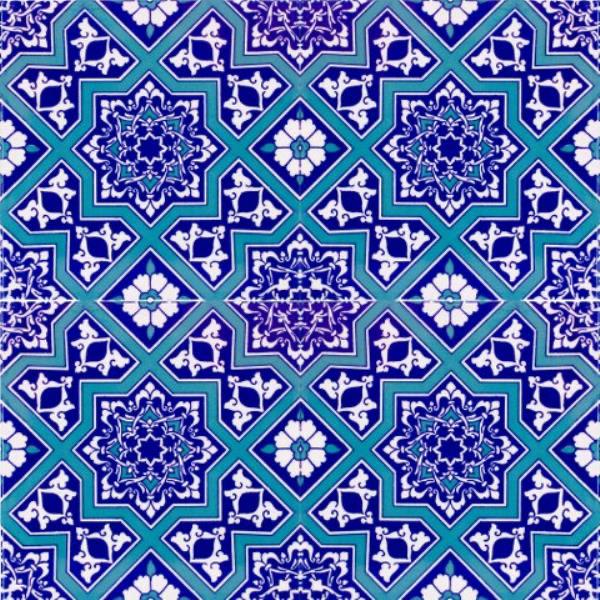 20x20 AC 12 - Selçuklu Yıldız Gezme Çini Karo Cami Çinisi